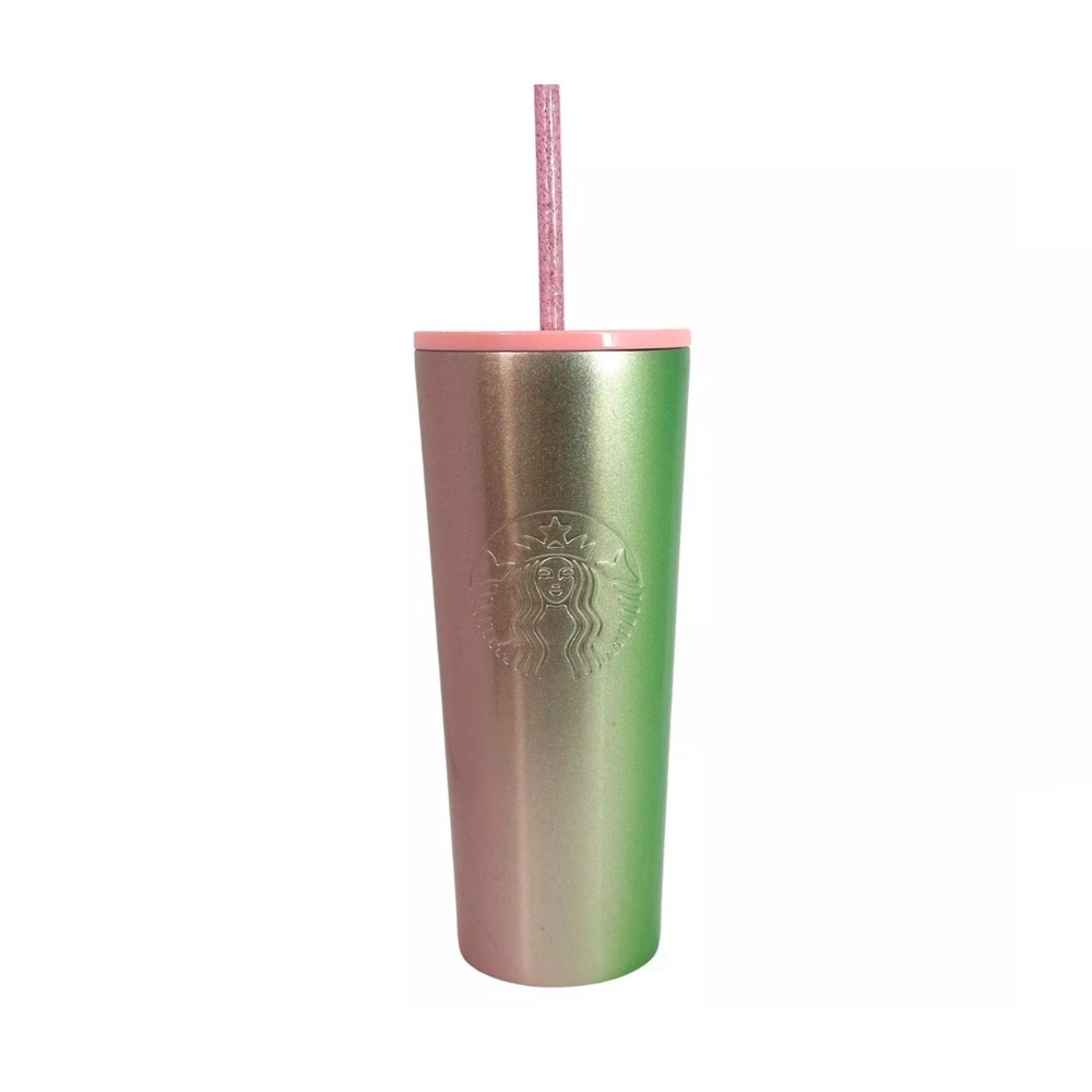 Starbucks Pink, Green Iridescent 2020 Stainless Steel Coffee Cup 16 Oz. - Picture 1 of 3